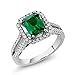 925 Sterling Silver Green Simulated Emerald Women's Ring (2.78 Ct Emerald Cut (Available 5,6,7,8,9)
