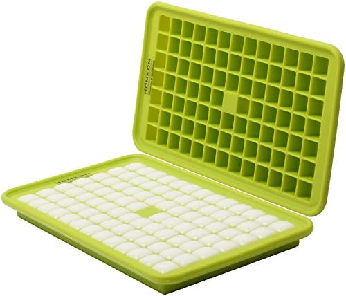 HOMKOM - 91 Cavity / Square Silicone Mini Ice Cube Tray Ice Mold Ice Maker - Freezer Safe / Make Amazing 0.5 Inches Square Ice Cubes ( Tender Shoots )
