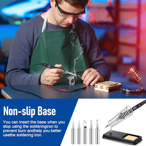 Tin Soldering Iron 80W Professional, 15 in 1 Kit with Adjustable Temperature 180-500°C, 5 Replacement Tips, On/Off Switch, for Soldering and Electronic Repair