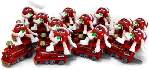 Christmas Red M&amp;Ms Holiday Train Engine Party Favor Stocking Stuffer - Pack of 12