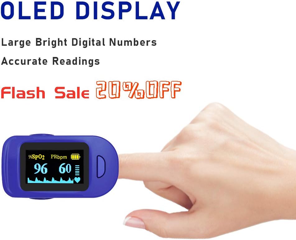 Wellue Fingertip Blood Oxygen Saturation Monitor with Batteries & Lanyard for Wellness Use FS20C : Sports & Outdoors
