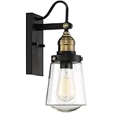 Savoy House 5-2067-51 Macauley Industrial Vintage Clear Glass Outdoor Wall Lantern, 1-Light 60 Watt, 21" H x 8" W, Vintage Bl