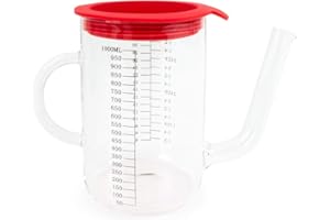Fox Run Gravy and Fat Separator, with Measurements and Strainer, Glass, 1 Liter, Red and Clear