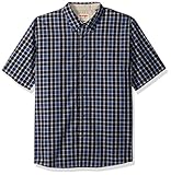 Wrangler Authentics Men's Short Sleeve Classic Plaid Shirt, Caviar, XL