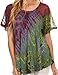 Sakkas Splenka Long Tie Dye Embroidered Corset Neck Cap Sleeve Blouse Shirt Top