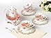 Jusalpha® Fine Bone China Coffee Cups Flower Series Teacup Saucer Spoon with Teapot Warmer & Filter, 16 pcs in 1 set (FL-Glass pot 02)