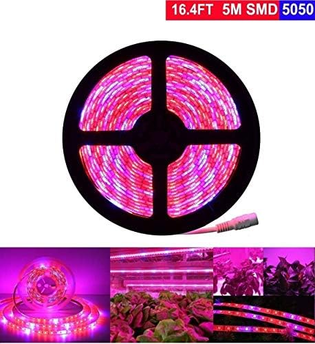 Plant Grow LED Light, Topled Light 16.4ft/5M 5050 SMD LED Strip Lights, Waterproof Full Spectrum Red Blue 4:1 Rope Lights for Aquarium Greenhouse Hydroponic Plant Garden Flowers Veg Grow Lights