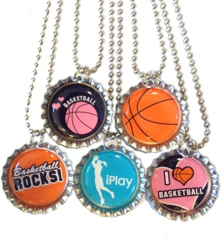 5 Basketball Bottlecap Necklaces - Party Favor by Inspire Bottlecaps