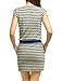 Allegra K Women's Scoop-Neck Stripes Sleeve Short Fitted Dress, Blue, Medium