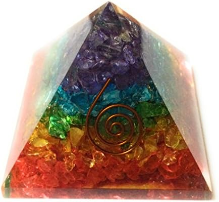 Crystalcaves Multi-Stone Orgone Pyramid Healing Generator Orgonite Reiki Chakra Gemstones for Wealth
