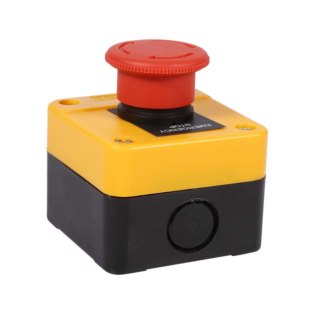 Taidda Emergency Switch, Emergency Stop Switch 1Pc 660V 10A Quickly Gently Operated Plastic Shell Red Sign Emergency Stop Mushroom Push Button Switch New Structured Compactly