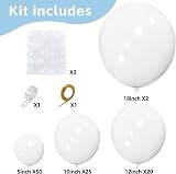 ASIYUHY White Balloons Arch Garland Kit 102Pcs Matte 5/10/12/18 Inch view 2