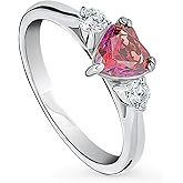 BERRICLE Sterling Silver Heart CZ Wedding Engagement Promise Rings for Her, Stackable Solitaire 3-Stone Cubic Zirconia Ring
