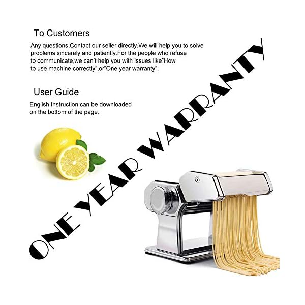 CHEFLY Stainless Steel Pasta Maker 9 Thickness Settings Dough Roller