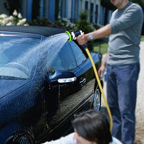 Garden Hose Nozzle, 9-Way Heavy Duty Spray Gun, Rear Trigger Design Hose Spray Nozzle, Anti-Slip Design, Bigger Nozzle Area Upgraded, Perfect for Watering Plants, Cleaning, Car Wash and Showing Pets