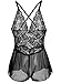 Sexy Women Lingerie Leotard One Piece Teddy Nightwear Lace Sleepwear Miniskirt Babydoll (Small, Black)