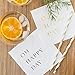 Oh Happy Day Wedding Cocktail Napkins - Gold Engagement Party Decorations for Shower, Reception, Retirement, Graduation, Birthday, Baptism, Anniversary, 3-Ply Disposable Paper Bar Cart Accessories