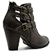 Premier Standard - Women's Buckle Strap Block Heel Ankle Booties, TPS Camila-62 v3 Brown Size 7