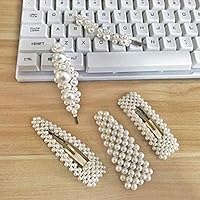 Pearls Hair Clips for Women Girls - 4pcs Large Bows/Clips/Ties