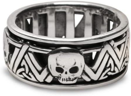 Skull Sterling Silver Mens Spinner Ring - size 15