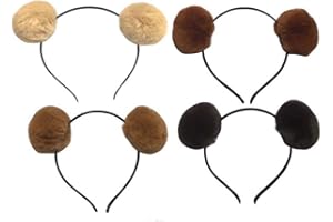 Elaine Room Headband Bear Ears Soft Ball Hairband Headwear Halloween Costume for Girls Women