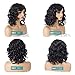 YUNKAI Short Curly Wigs For Black Women Upgraded Womens Curly Wave Black Wigs With Bangs Cute Fashion Natural Wavy Curly Wavy Synthetic Hair Loose Wavy Wigs Heat Resistant for Daily Party (Black)
