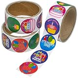 Kicko Birthday Sticker Rolls - 3 Pack - 100 Stickers per Roll Totalling 300 Stickers - Birthday Greeting Decals for Novelty Toys, Party Favors, Bag Stuffers, Party Decorations, Arts and Crafts