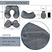 JUROGAN Travel Pillow Inflatable Velvet Neck Support for Machine Washable Grey