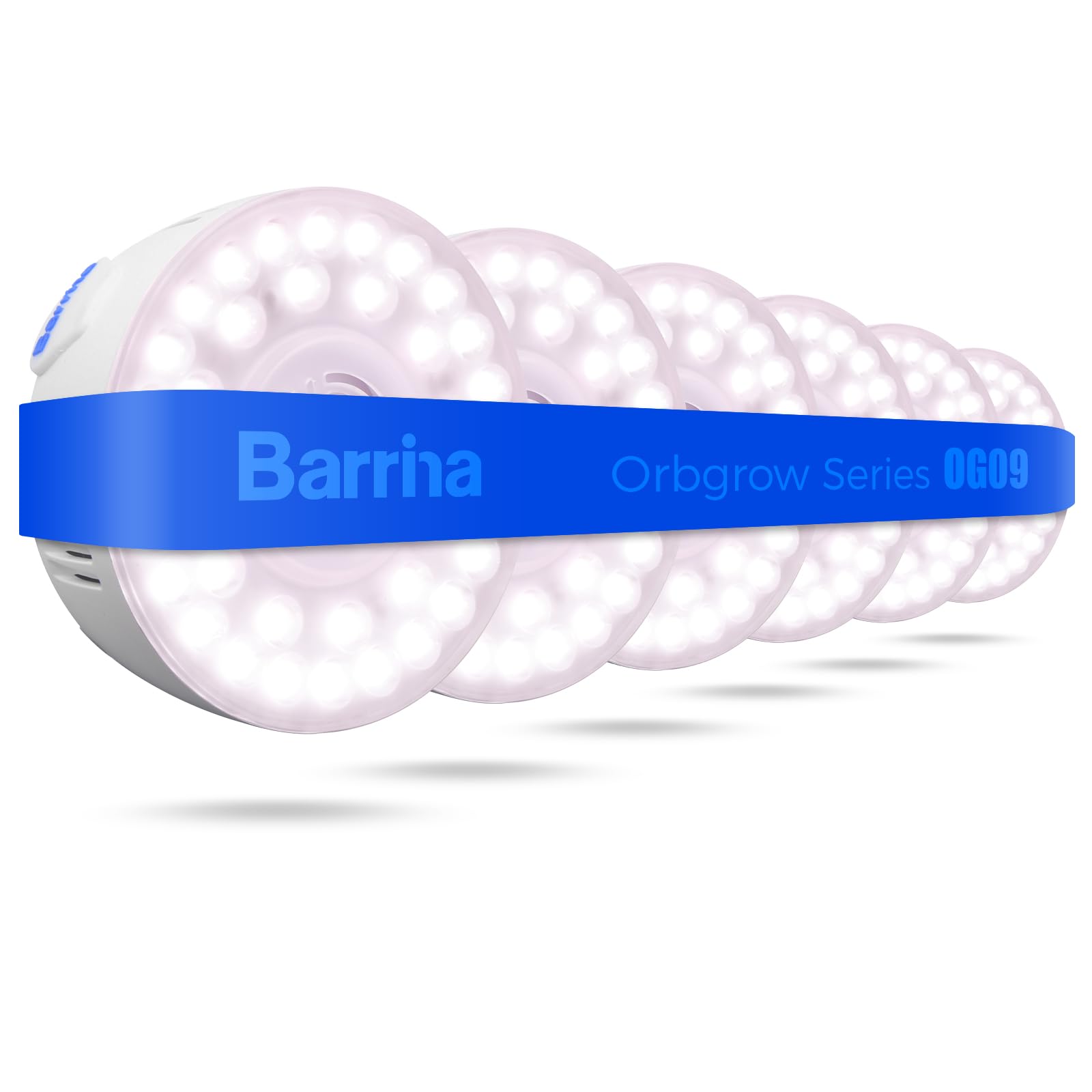 Barrina Orbgrow OG09 Puck LED Grow Light, Pinkish White 54W(6 x 9W, 810 Watt Equiv), Plant Lights for Indoor Plants Full Spectrum, Magnetic & Linkable, Small Grow lamp for Plant Shelf, 6 Packs Image