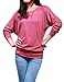 Allegra K Lady Boat Neck Batwing Sleeve Buttons Decor Blouse L Fuchsia