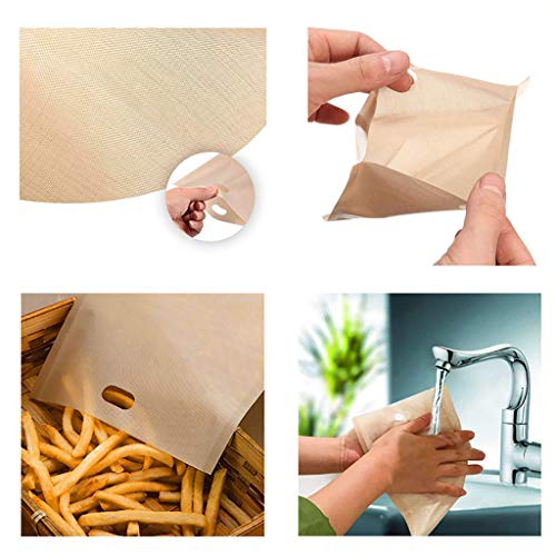 CMrtew Toaster Bags for Grilled Cheese Sandwiches Made Easy Reusable Non-Stick Baked Toast Bread Bags (10pcs)