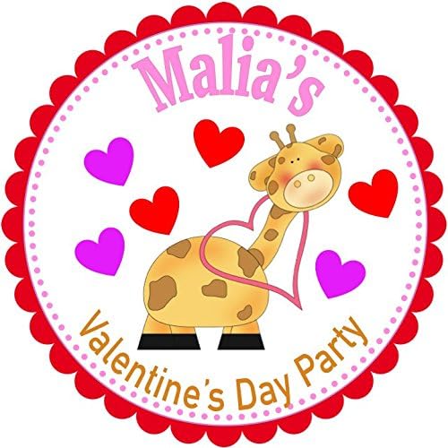 Personalized Party Labels, Favors Stickers, Valentine's Giraffe Party Theme Stickers