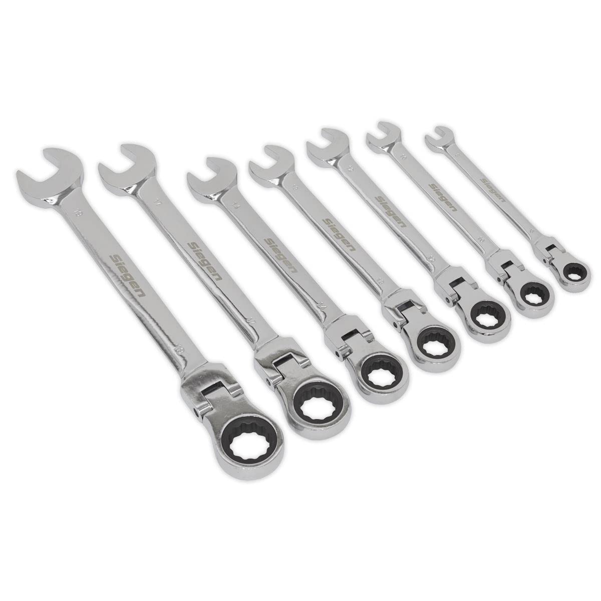 Flexible Head Ratchet Combination Spanner Set 7pc Metric