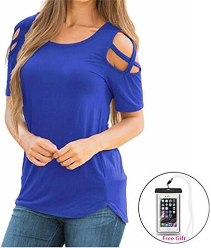 Life Palaza Short Sleeve Tops Strappy Cold Shoulder Sexy Blouses Cotton Soft Female Clothings Roupas Feminina