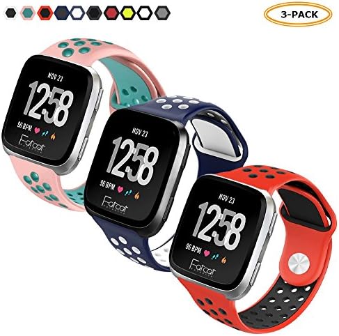 FatcatBand Fitbit Versa Strap Bands, Easy Adjust Breathable with Ventilation Holes Soft Silicone Sport Replacement Accessory Bracelet Straps for Fitbit Versa Fitness Activity Wristband