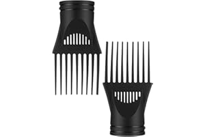 LUHAOMISKY 2 Pcs Black Hairdressing Salon Comb Nozzle Universal Hair Dryer Comb Attachment Plastic Hairdressing Salon Blow for Straightening and Detangling