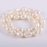 Natural Freshwater Cultured Pearl,Irregular Beads for Jewelry Making Beads Punch Loose Beads Handmake DIY Women Necklace Bracelet 8-9 mm Color White 14 inches…