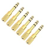 Quarter inch Adapter, 6.35mm (1/4 inch) Male to 3.5mm (1/8 inch) Female Headphone Jack Plug, Gold Plated, 6 Pack - JOLGOO