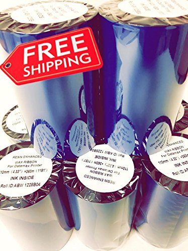 24-Thermal transfer printer ribbon rolls for Datamax printer 4.33" x 1181'/110mm x 360m Black Standard Resin-Enhanced Wax Ribbons. Free and same day shipping.