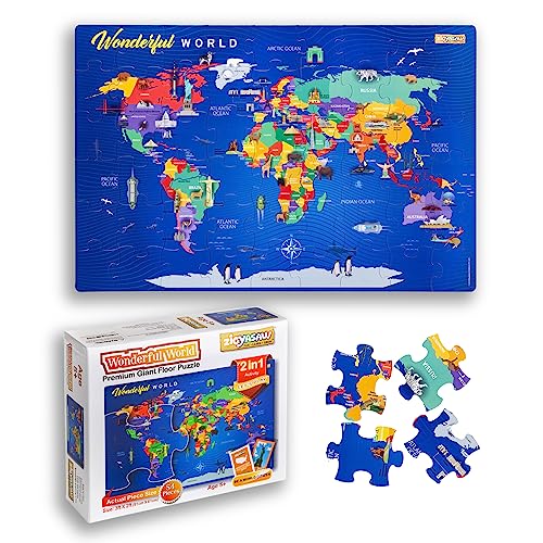 World Map Puzzle, Floor Puzzles for Kids Ages
