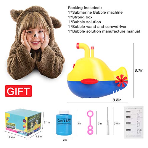 Sunba Youth Bubble Machine Automatic Bubble Blower Machine for Kids Boys Girls , Over 500 Bubble Per Minute Maker with Bubble Solution for Birthday Party , Christmas
