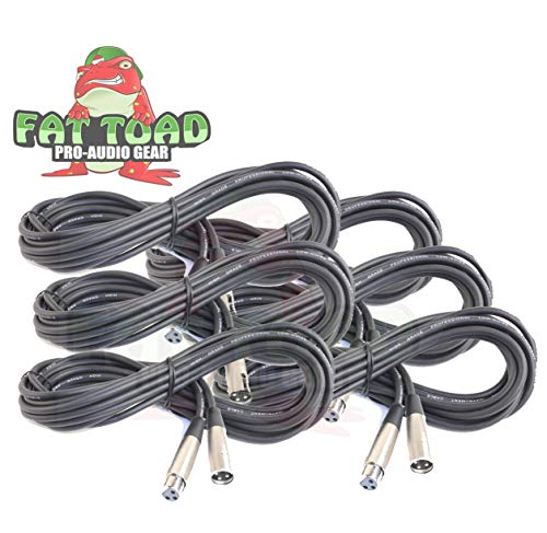 XLR Microphone Cables (6 Pack) by Fat Toad|20 ft Professional Pro Audio Mic Cord Patch with Lo-Z Connector|20 AWG Shielded Wire and Balanced for Impeccable Recording Studio Mixer|Live Sound Stage Gear