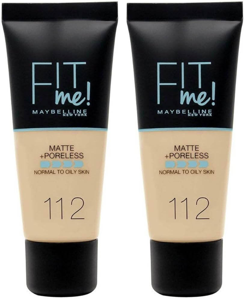 Maybelline Fit Me Matte and Poreless Foundation 112 Soft Beige 2 Pack 30ml