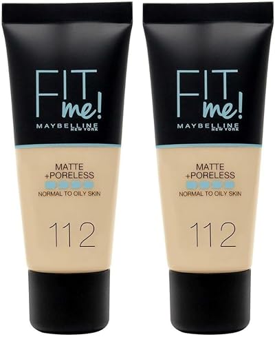 Maybelline Fit Me Matte and Poreless Foundation 112 Soft Beige 2 Pack 30ml