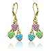 Kids Earrings - 18k Gold Plated Girls Earrings | Hoop Earrings For Girls | Dangle Earrings For Kids Crystal Heart Charms | Nickel Free Earrings For Sensitive Ears | Hypoallergenic Earrings For Girls