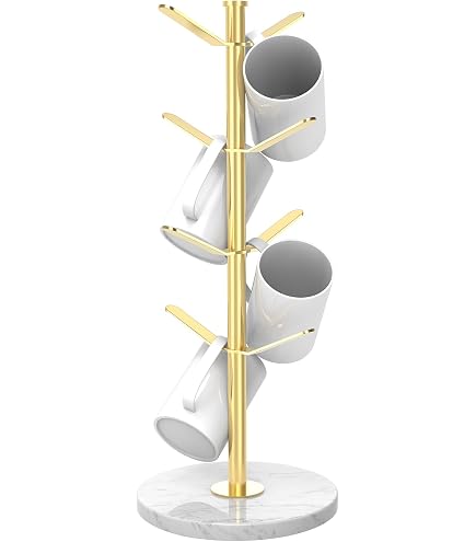 OROPY Soporte De Tazas De Café De Madera Para Contador Con 16 Ganchos, Árbol De Tazas De 2 Niveles Con Estante De Almacenamiento Superior, Soporte
