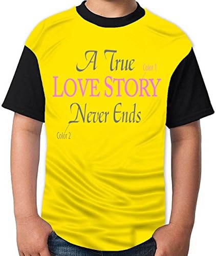 Herekind Fashion Valentine's Day Love Youth Short Sleeved T - Shirt Printing Logo Round Neck Cotton T-Shirt Boys Tee Gold