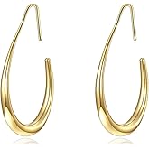 Bold High-End Earrings for Women Trendy Stylish Teardrop Smooth Gold Hoop Design 18K Gold-Plated Stud Jewelry
