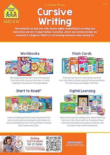 School Zone Cursive Writing Workbook: 64 Pages, 3rd Grade, 4th