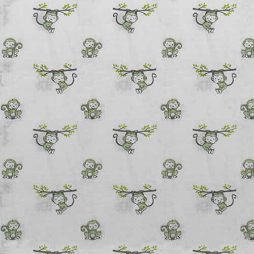 Bacati - Muslin Happy Monkeys Sleeping Bag (Wearable Blankets) (Newborn, Green/Gray)